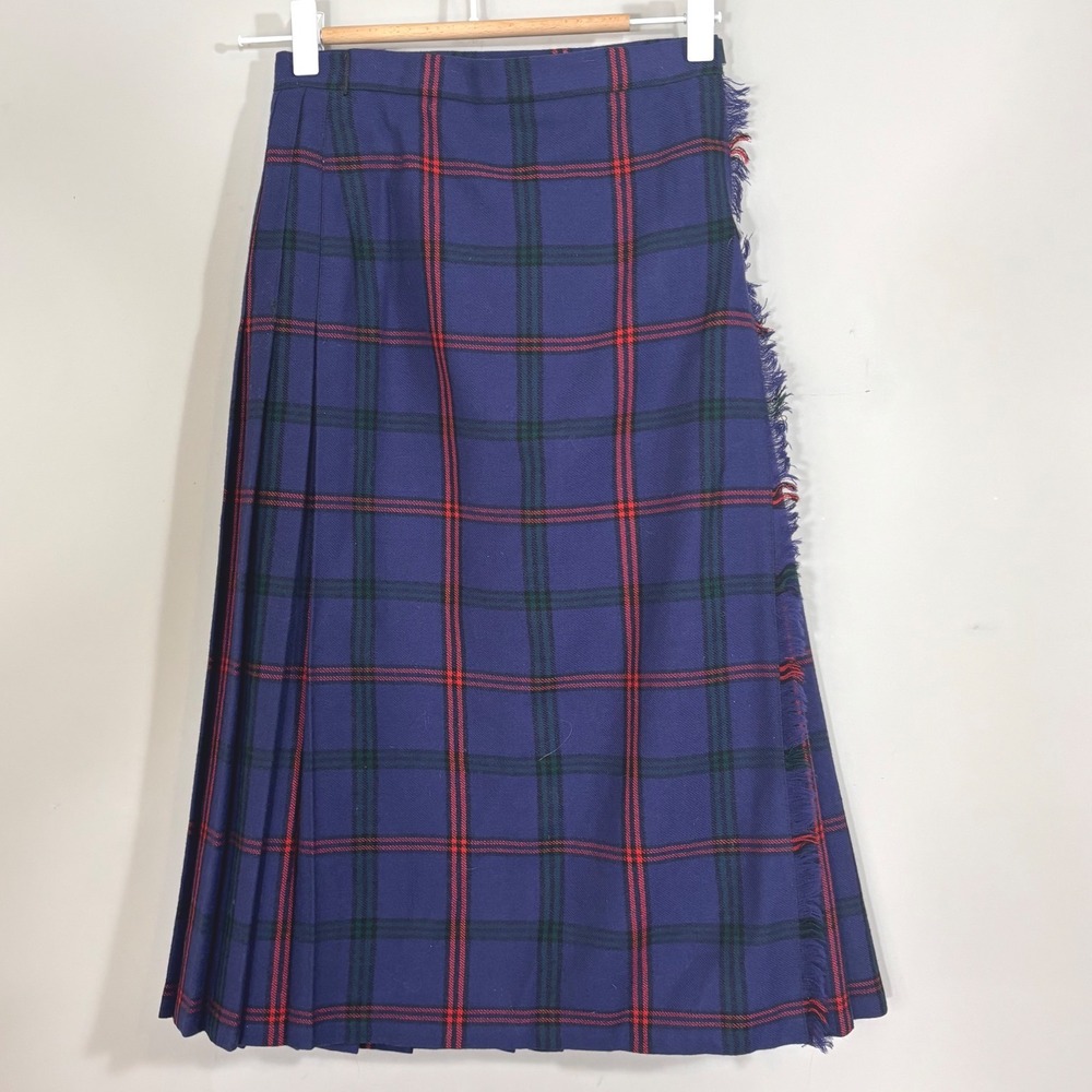 Loch Lomond Mill Vintage Scottish Wool Tartan Plaid Kilt Skirt Blue Red Green 0 - Picture 7 of 15
